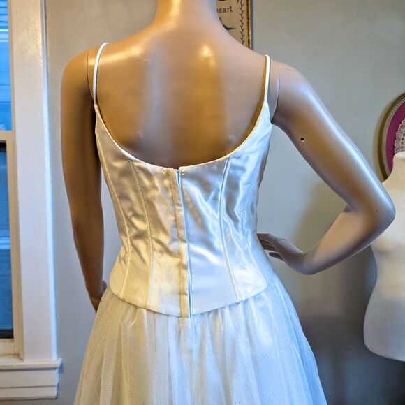 Vintage Y2K Gunne Sax Prom Gown Corset Rhinestone Glitter Princess Bridal 11 - Picture 6 of 12